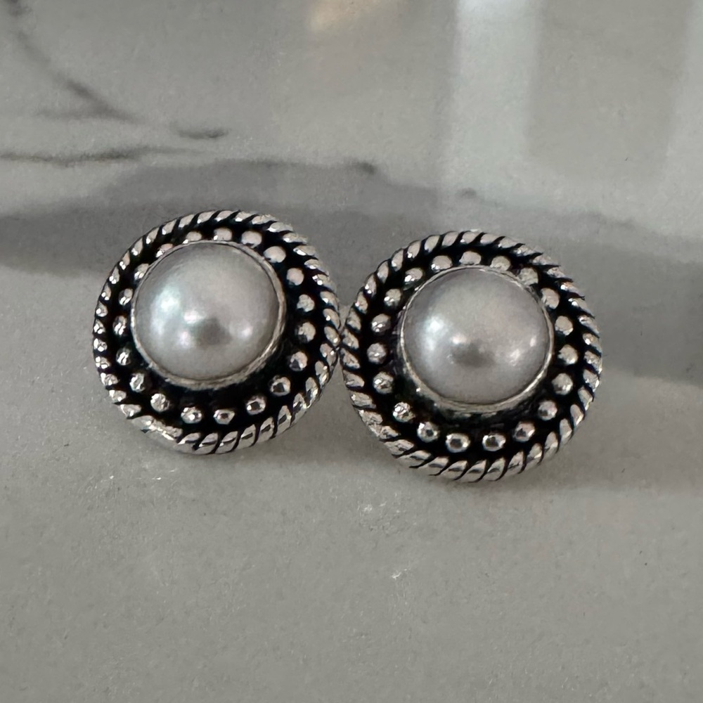 NWOT Sundance Blooming Wreath Earrings, Pearl, Sterling Silver